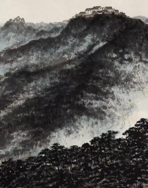 傅抱石《茅山雄姿》局部