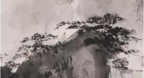 傅抱石 《飞泉图》局部1