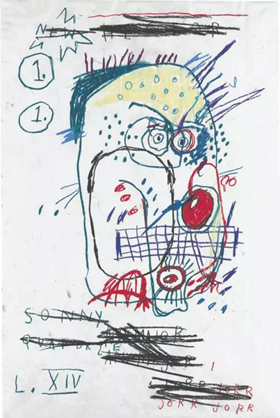 让·米歇尔·巴斯奎特（1960 - 1988）《无题(Jorr)》 油彩棒 纸本 92 x 61.6 cm. 1982年作 估价：美元 900,000- 1,200,000