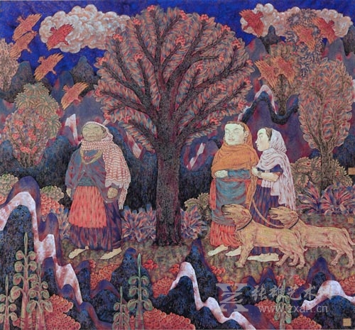    佛国晨曦    2012年  纸本工笔   130x120cm  陈孟昕