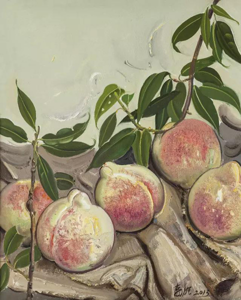 忻东旺 |《丰桃》  38×47cm  布面油画   2013年