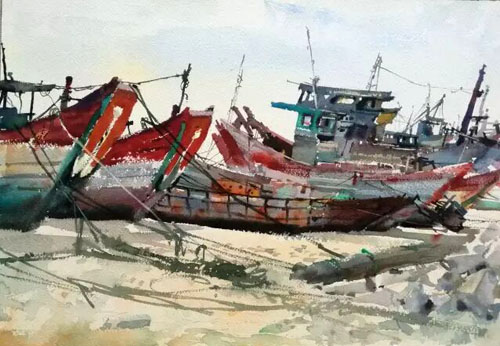 待发之二        31 x 41cm 