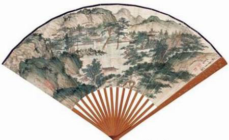 溥心畬《戒台寺图》绢本成扇