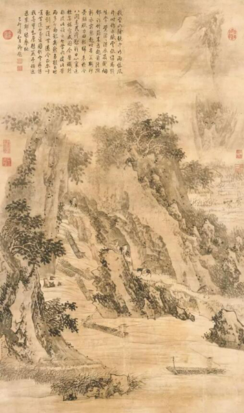 清金廷标   《雨景》   设色纸本镜框 135 x79 cm. 估价：港元5,000,000 -7,000,000