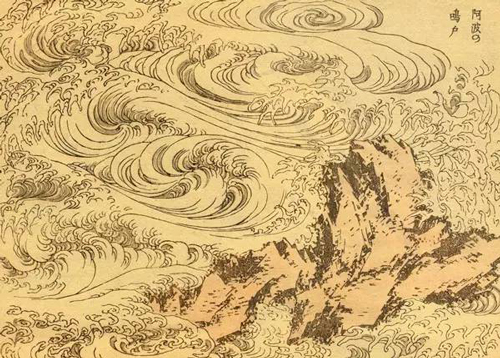 北斋漫画七编之波浪的研究，葛饰北斋，木版画，1817年