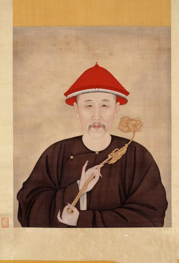 清人画胤禛半身像轴。　南京博物院供图 摄