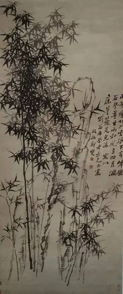 郑燮《峭石新篁》，纸本墨笔，198x116厘米，旅顺博物馆藏
