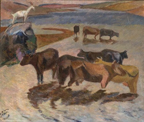    《安塔那赛湖边的牛群》  尤斯丁纳斯·维安侬辛斯科斯 1941年 油画
