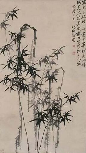   郑燮《华封三祝图曲》，纸本墨笔，167.7x92.7厘米，中国国家博物馆藏
