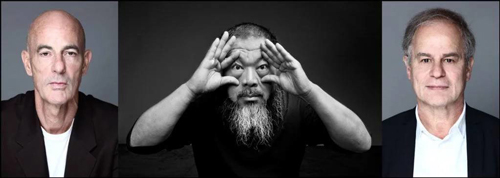 左起：、雅克·赫尔佐格、艾未未与汤姆·艾克尔斯、皮埃尔·德梅隆