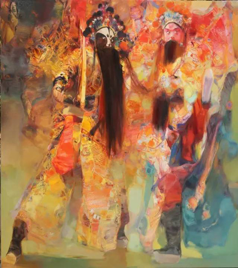 《秦琼与蔚迟敬德》160X180cm