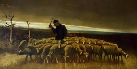 Shepherd and his flock 1884 Nuenen   oil on canvas on cardboard   67.0 x 126.0 cm   Soumaya Museum, Mexico City