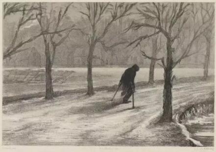Dutch 1853–1890, worked in France 1886–90   Jozef Israëls (after)   Winter, in life as well (c. 1877)   pencil, watercolour and ink   14.5 x 21.5 cm   Private collection