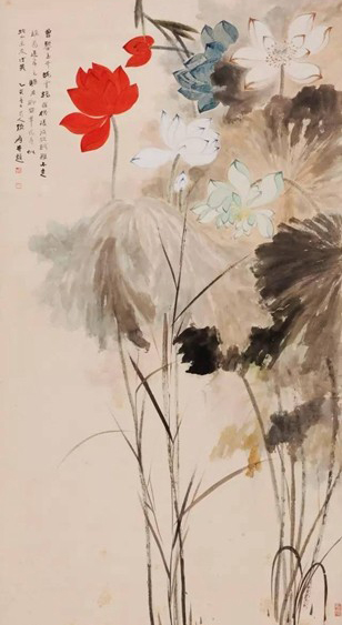 近现代书画，张大千，《五色荷花》，人民币3220万元