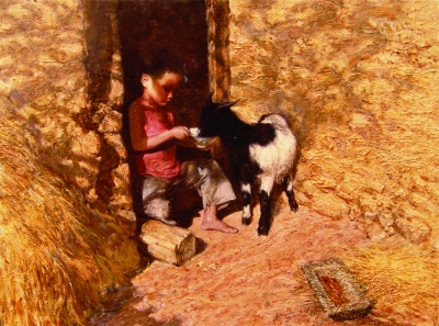     喂食（油画）  1982年  杨谦