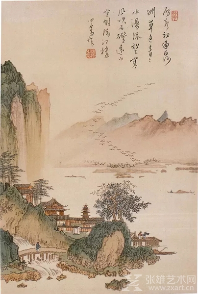 溥儒（1896-1963）雁过沙洲图