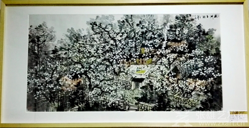 馆内的中国山水画作品