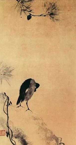   南宋 法常 《叭叭鸟图》