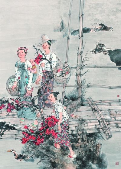 斜阳青山外（国画） 张志平