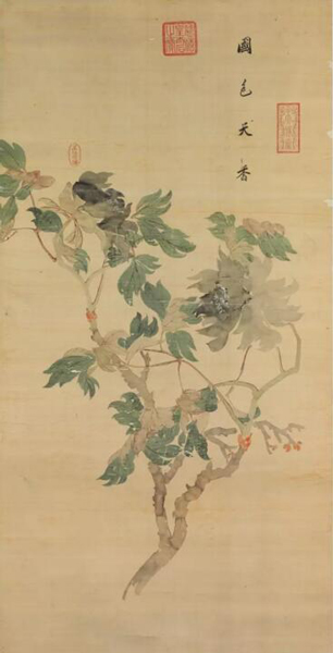 清  慈禧太后 《牡丹》 设色绢本  立轴 119.5 x 60.7 cm. 估价：美元 30,000 - 50,000