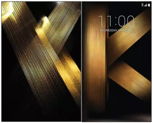Lygia Pape的作品《Ttetia 1， C》（2003，左）与LG的K20V手机墙纸图案