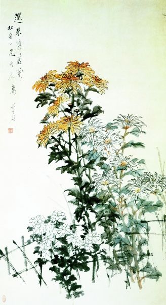 菊花图（中国画）虚谷