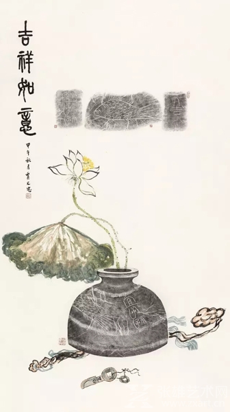 贾文忠 《吉祥如意》 137×69cm