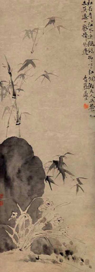 徐渭，竹石水仙图（轴），纸本墨笔，天津博物馆藏