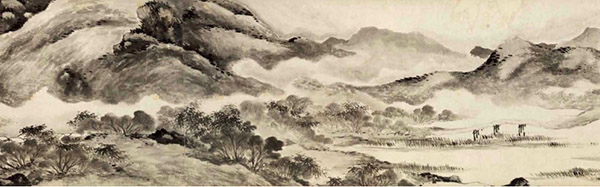 明 陈淳，罨画山图（局部），纸本墨笔，1544年，天津博物馆藏