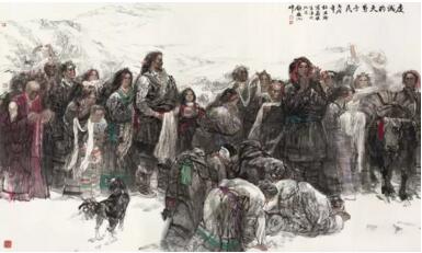 杜滋龄  虔诚的天界子民 纸本  镜心 211×358 cm 成交价：RMB 1,265,000