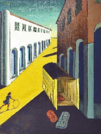一条街的神秘与忧郁：推铁环的小女孩（布面油画）