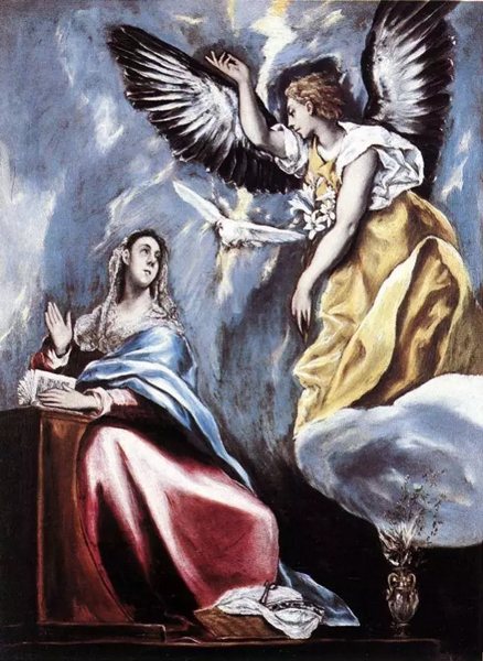 埃尔·格列柯《天使报喜》，布面油画，66.5×91cm，1595年