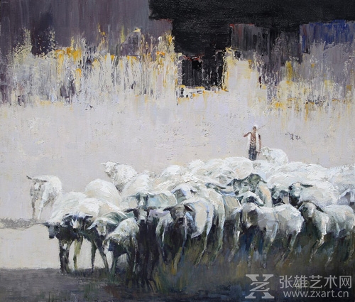 《沐浴阳光》油画 2017年 90x100cm