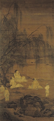 明张翀《斗酒听鹂图》，南京博物院藏