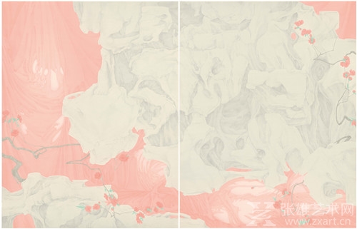 山桃红 The mountain rose 绢本设色 Ink and Colour Pigment on Silk 117×182cm 2015