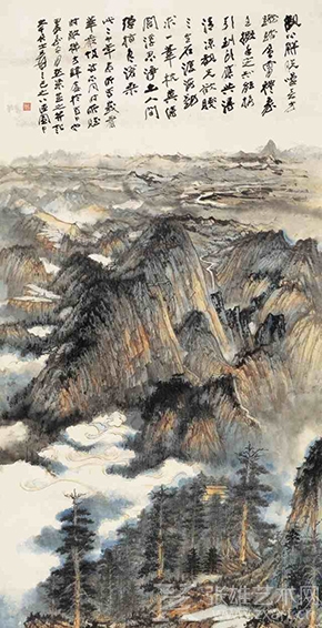 张大千 《峨嵋华严顶》165.7 × 82.6 cm