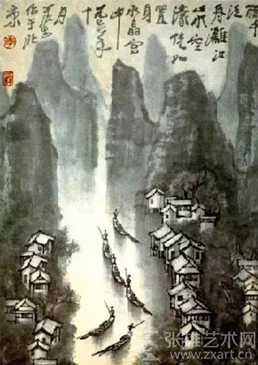 李可染《雨中漓江》1977年作