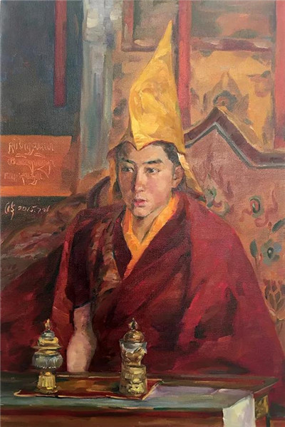 △ 刘波《西藏强巴林寺喇嘛》110cm×90cm 布面油画 2015年