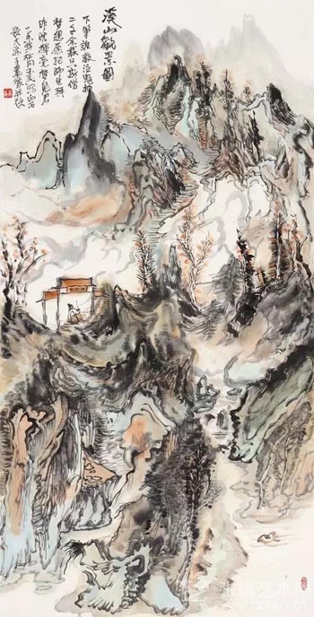 《溪山观景图》  136x69cm  2015年