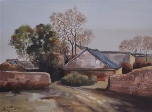 大西北风景油画系列《老宅春秋》（尺寸：81×60cm)
