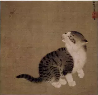 宋·李迪《狸奴蜻蜓图》