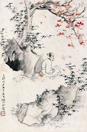 傅抱石《秋吟》