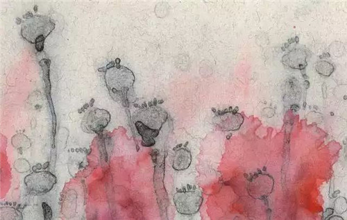 章燕紫《至意》（局部），纸本水墨，96×36cm×5，2017