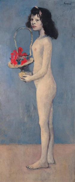 巴布罗・毕加索 (1881 -1973) 《拿着花篮的女孩》 油彩 画布