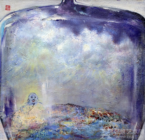 《降生》40x40cm 油画布 油画颜料 丙烯颜料 2017年6月