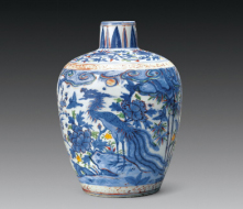 明 嘉靖 青花五彩百鸟朝凤罐 高27.5cm 成交价：23.52万元   2009北京华辰秋拍