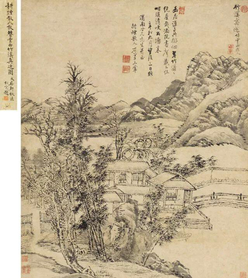 王翚   竹溪真逸图 纸本立轴  64.5×50cm  1711年作