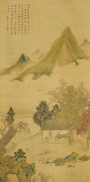 华嵒 夏日山居图 绢本立轴   172×82.5 cm 成交价：RMB 2,415,000