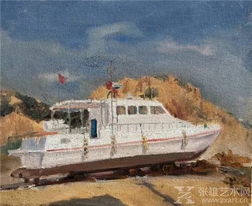 陈希哲《白船》56x60cm2017年 布面油画