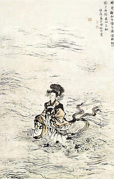 清 高其佩 《指画洛神图》 纸本设色 116 64厘米 广州美术学院藏